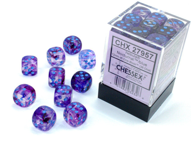 Chessex Dice: Nebula 12mm d6 Nocturnal / Blue Luminary