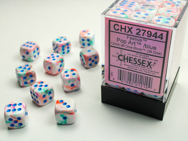 Chessex Dice: Festive 12mm d6 Pop Art / Blue