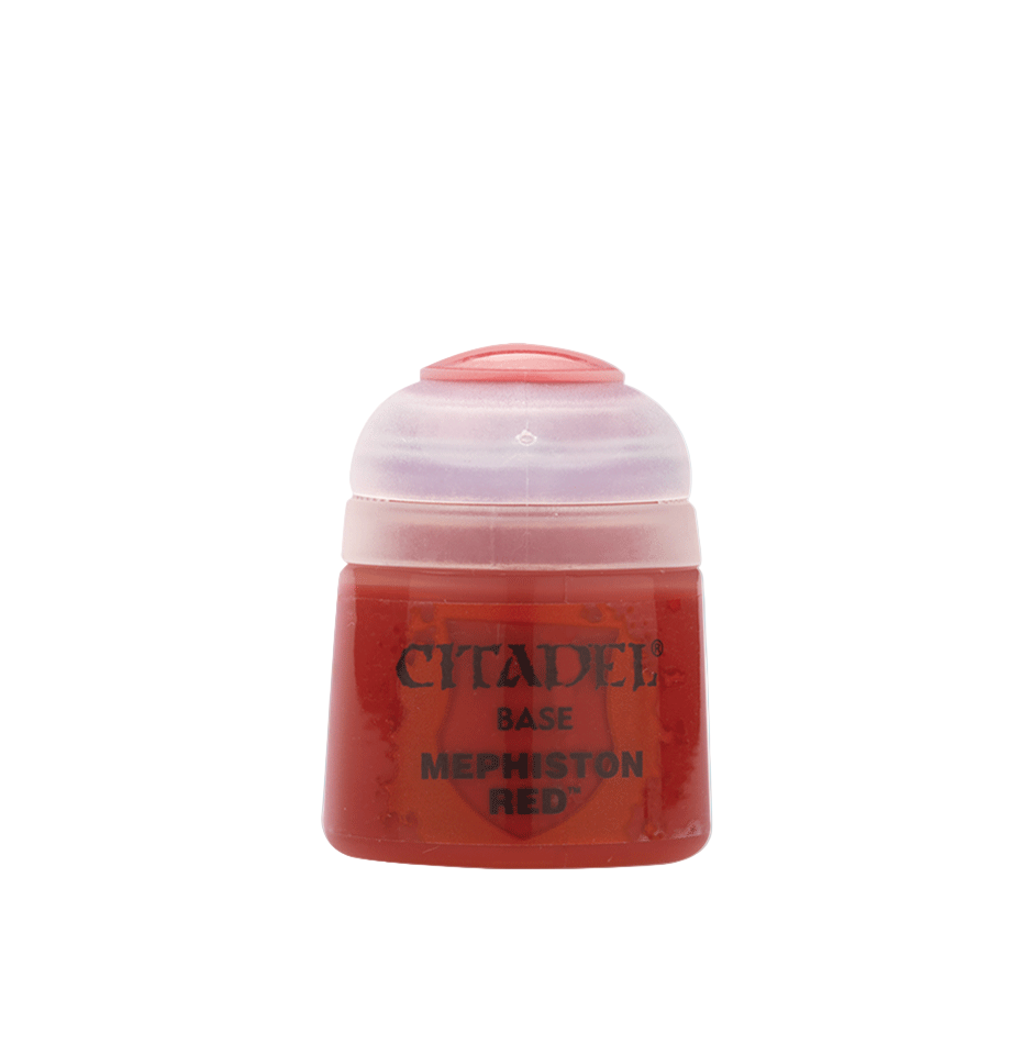 Citadel Mephiston Red paint jar on a white background